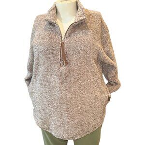 Maurices Light Brown Soft Comfy Cozy Half-Zip Long Sleeve Sherpa Pullover XL